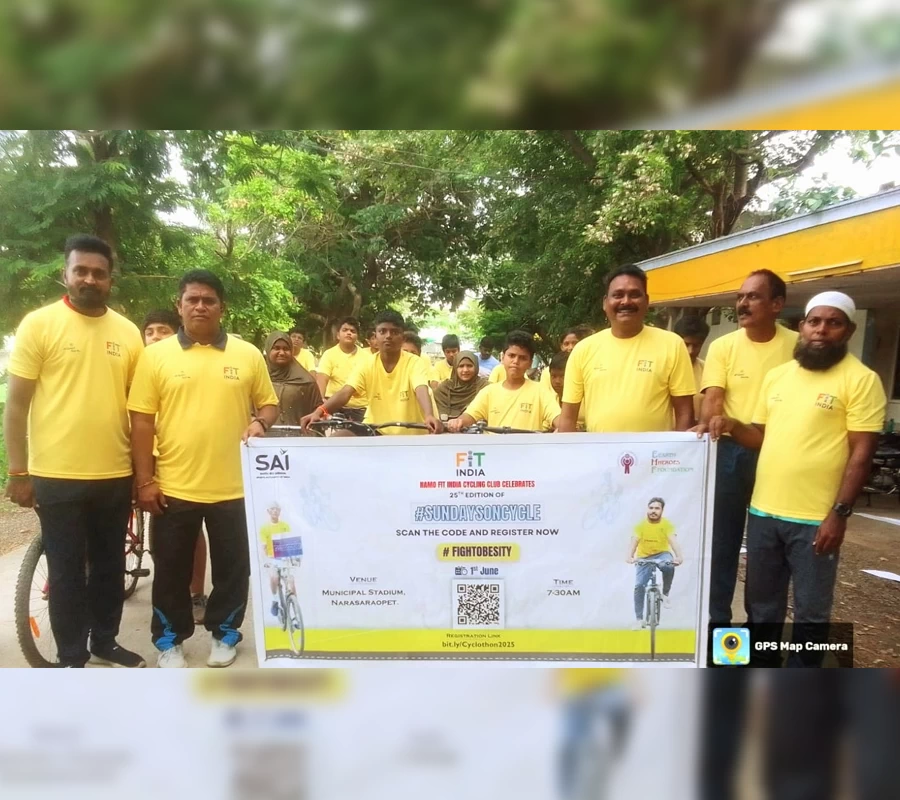 పల్నాడు జిల్లా లో ఫిట్ ఇండియా మెగా సైక్లింగ్ ఈవెంట్