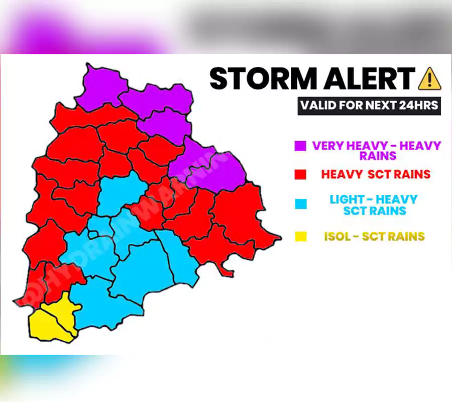 హైదరాబాద్- సాయంత్రం 5 నుంచి 8 గంటల వరకు భారీ వర్షాలు