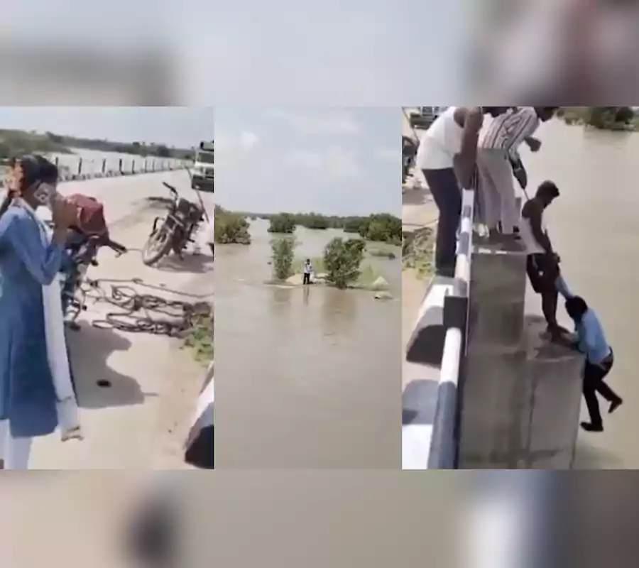 కృష్ణానదిలోకి భర్తను తోసేసిన భార్య..