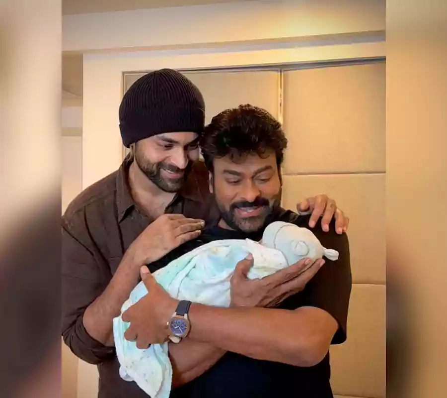మ‌న‌వ‌డిని ముద్దాడిన మెగాస్టార్ చిరంజీవి