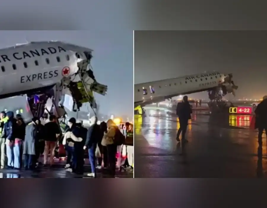 అమెరికాలో విమాన ప్రమాదం: రన్ వే పై అడ్డంగా