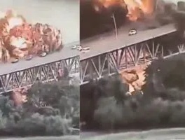 ప‌నామా బ్రిడ్జ్ వ‌ద్ద భారీ పేలుడు.. మంట‌ల్లోంచి దూసుకెళ్లిన వాహ‌నాలు..