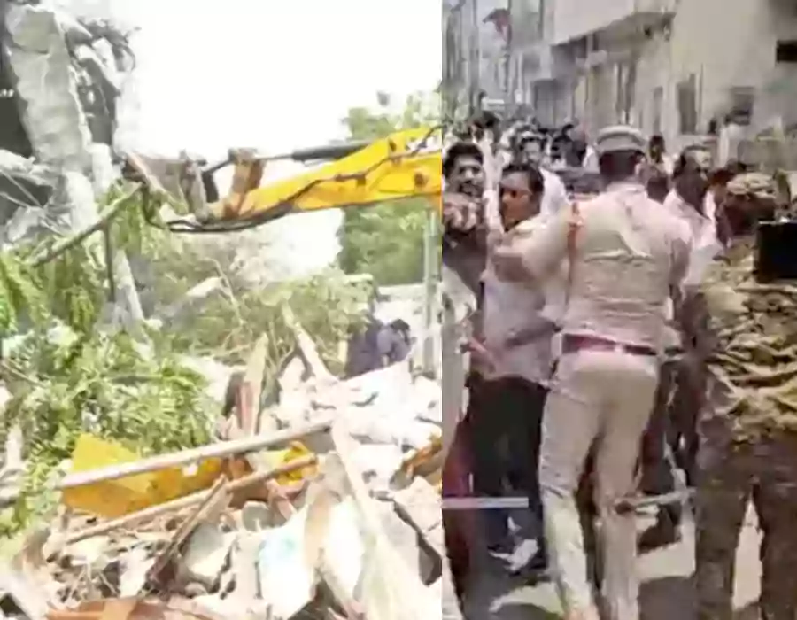 భారీ బందోబస్తు నడుమ నిరుపేదల ఇండ్ల తొలగింపు.. గుంటూరులో ఉద్రిక్త పరిస్థితులు