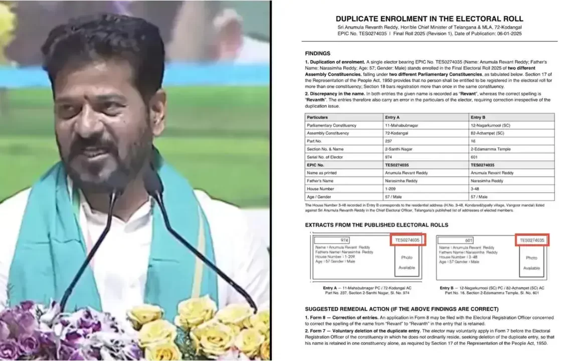 సీఎం రేవంత్ రెడ్డికి రెండు ఓట్లు.. ఈసీ కీలక ప్రకటన