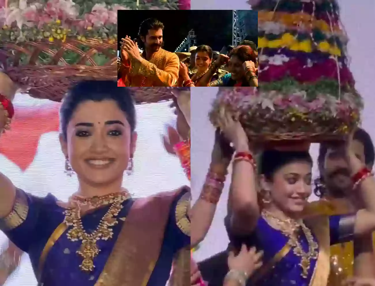 ట్యాంక్ బండ్ పై బతుకమ్మ ఆడిన రష్మిక, విజయ్!