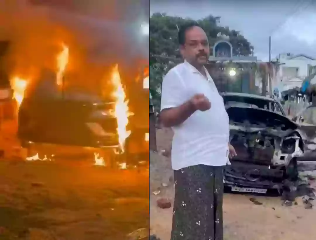 చంద్రగిరిలో టీడీపీ నేత కారుకు నిప్పు.. ఇది వైసీపీ కార్యకర్తల పనేనని ఆరోపణలు